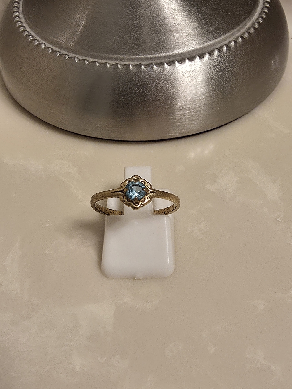 Gold Blue Stone Filigree Ring - Women Jewelry